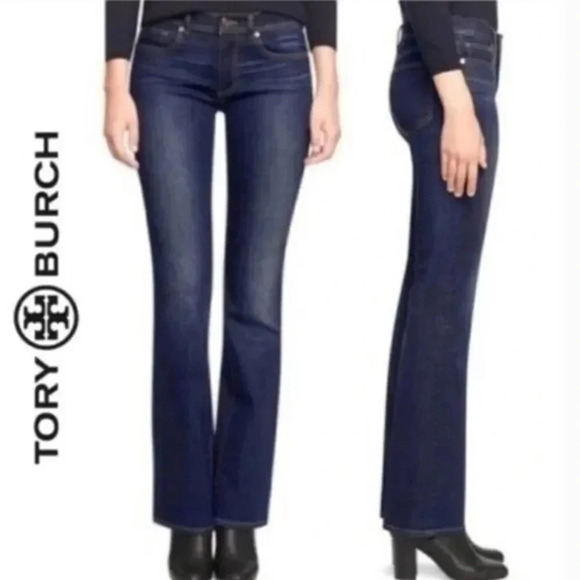 Tory Burch Dark Wash Classic Tory Boot Jean 29 - Picture 1 of 6